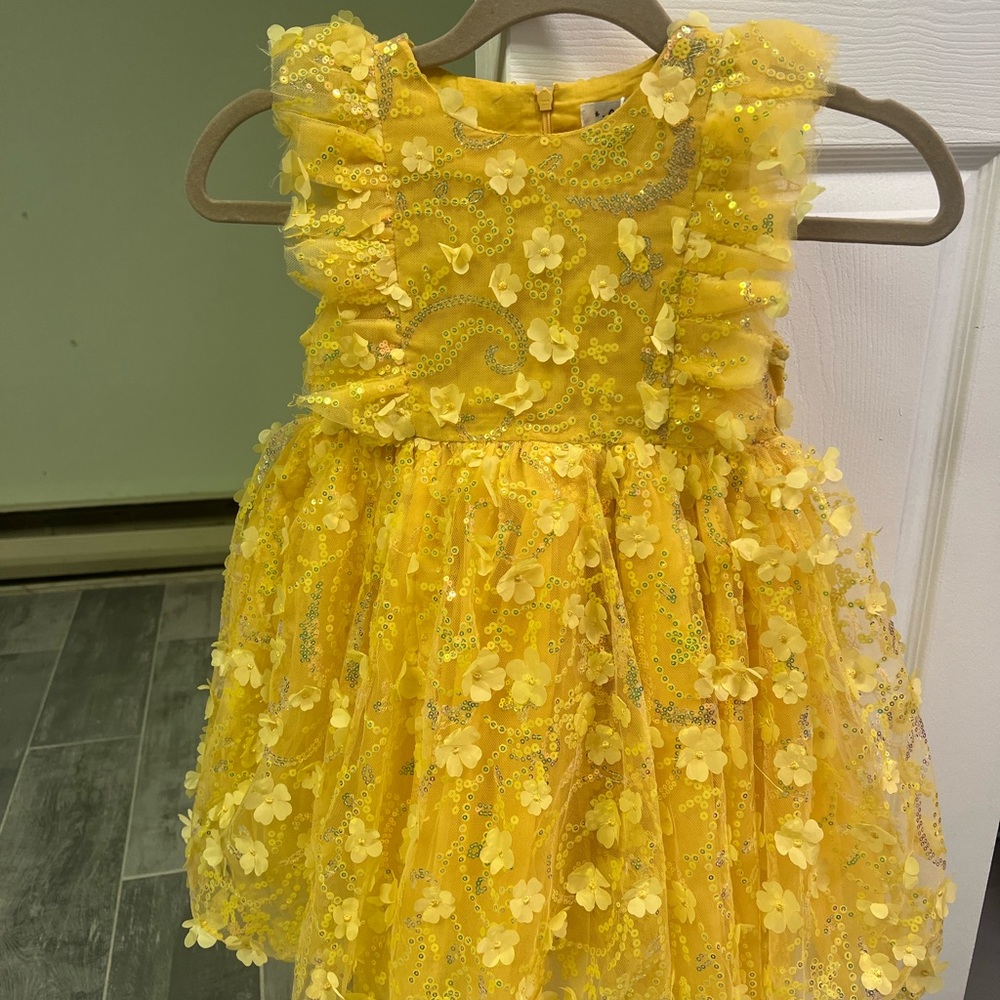 Lola + The Boys Yellow Floral Kids Formal Dress